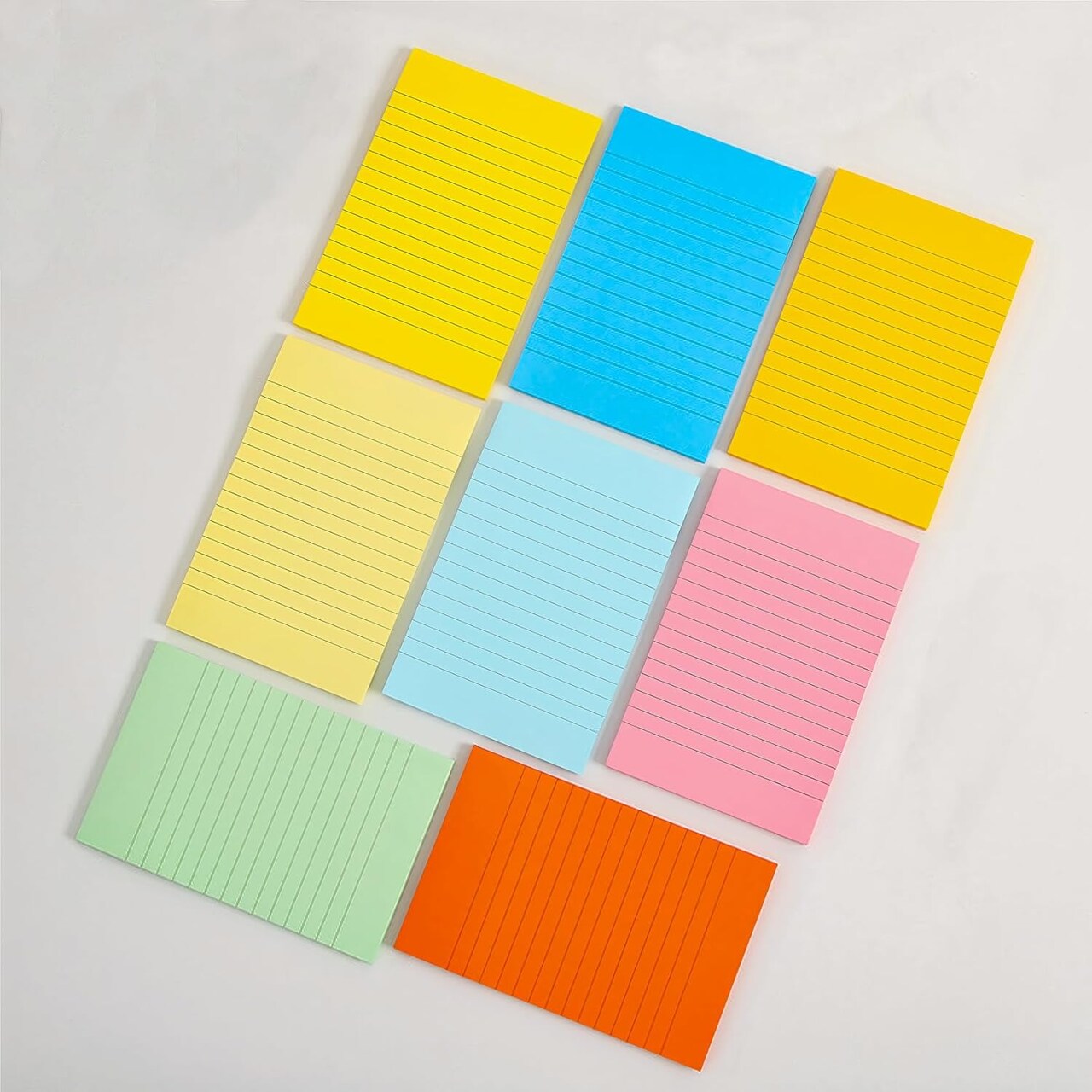 8 Pack Lined Sticky Notes 4x6 inch - 8 Pastel Colors Large Ruled Post Sticky Colorful Super Sticking Sticky Notes with Lines for Office, Home, Books, School, 30 Sheets/Pad